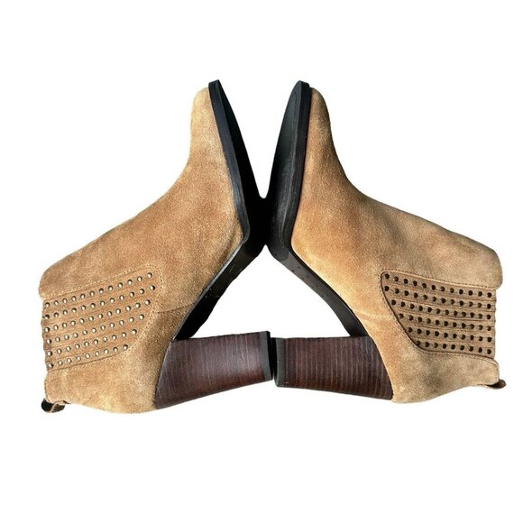 Antonio Melani Ankle Boots Women's Size 10M Heel‎ Tan Suede Leather Studded - Picture 4 of 11